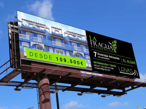 Diseño valla de carretera promoción inmobiliaria El Algar - Brande Comunicación
