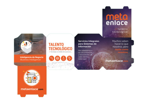 diseño de cubos promocionales para la empresa Metaenlace Sistemas