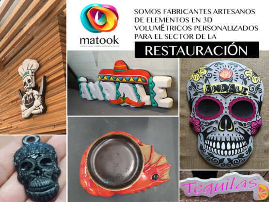 Fabricación de elementos y figuras 3d para tematización restaurantes, bares y cafeterías